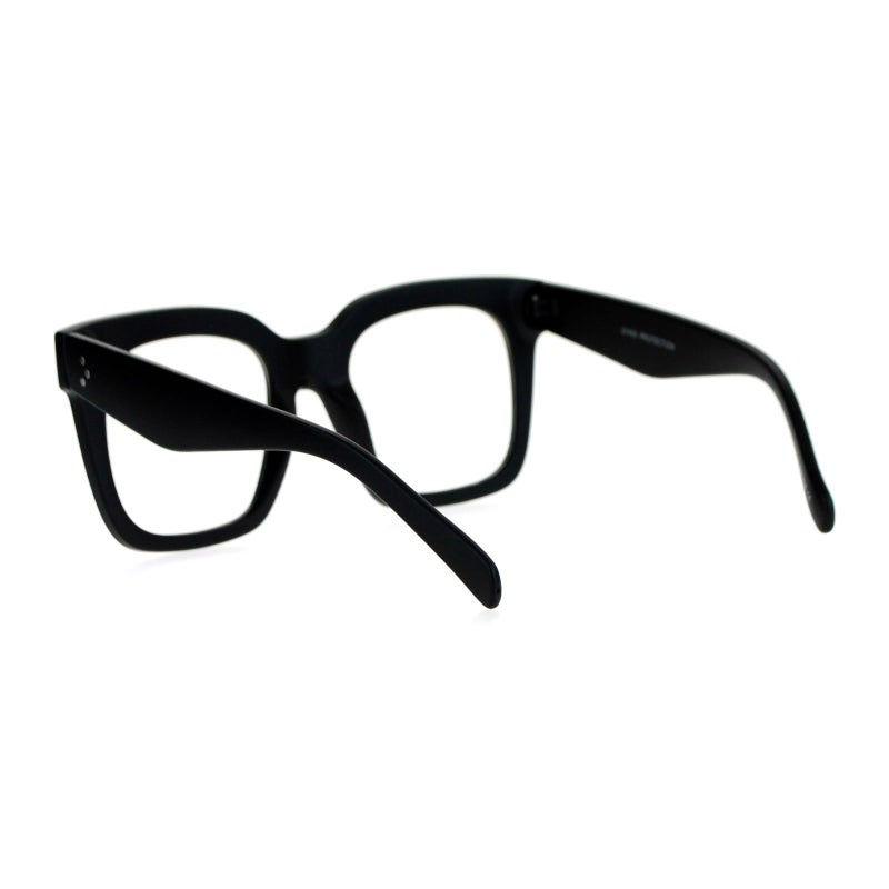 JuicyOrange Super Oversized Clear Lens Glasses Thick Square Fashion Eyeglasses Matte Black - Image 3